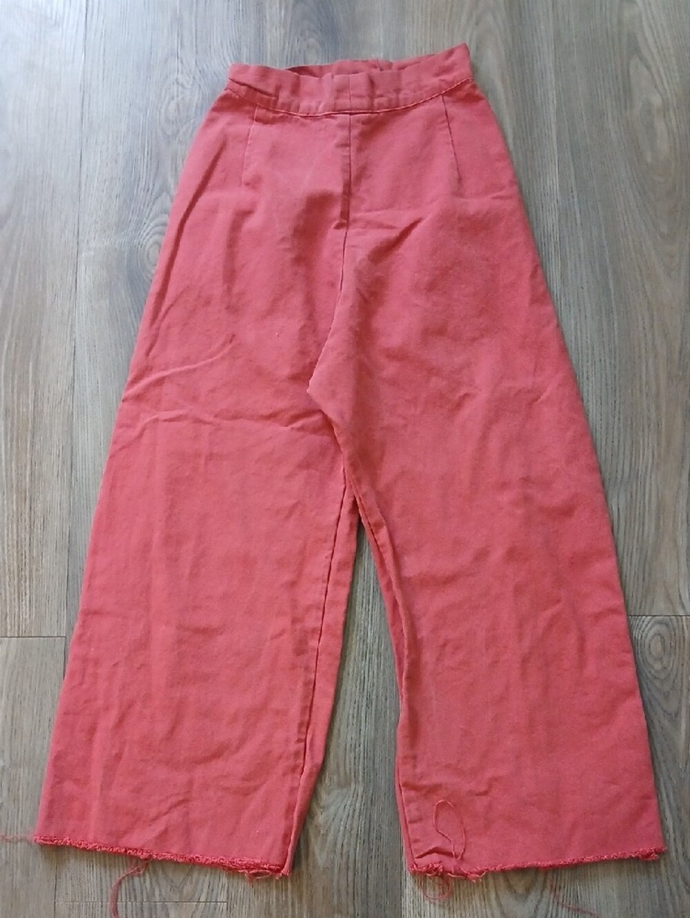 Ilana Kohn Pleated  Wide Leg High-Waist Pants in Coral Distressed Sz 0 - Picture 5 of 7